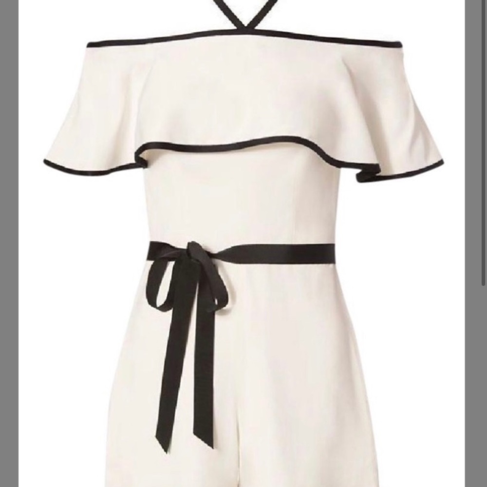 INTERMIX (ALEXIS) White Romper with Black Ribbon